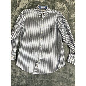 Henry Grethel Mens Striped Long Sleeve Button-Down Shirt 100% Cotton L